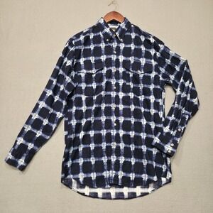 Karman Mens Blue Long Sleeve Button Up‎ Shirt Size Medium